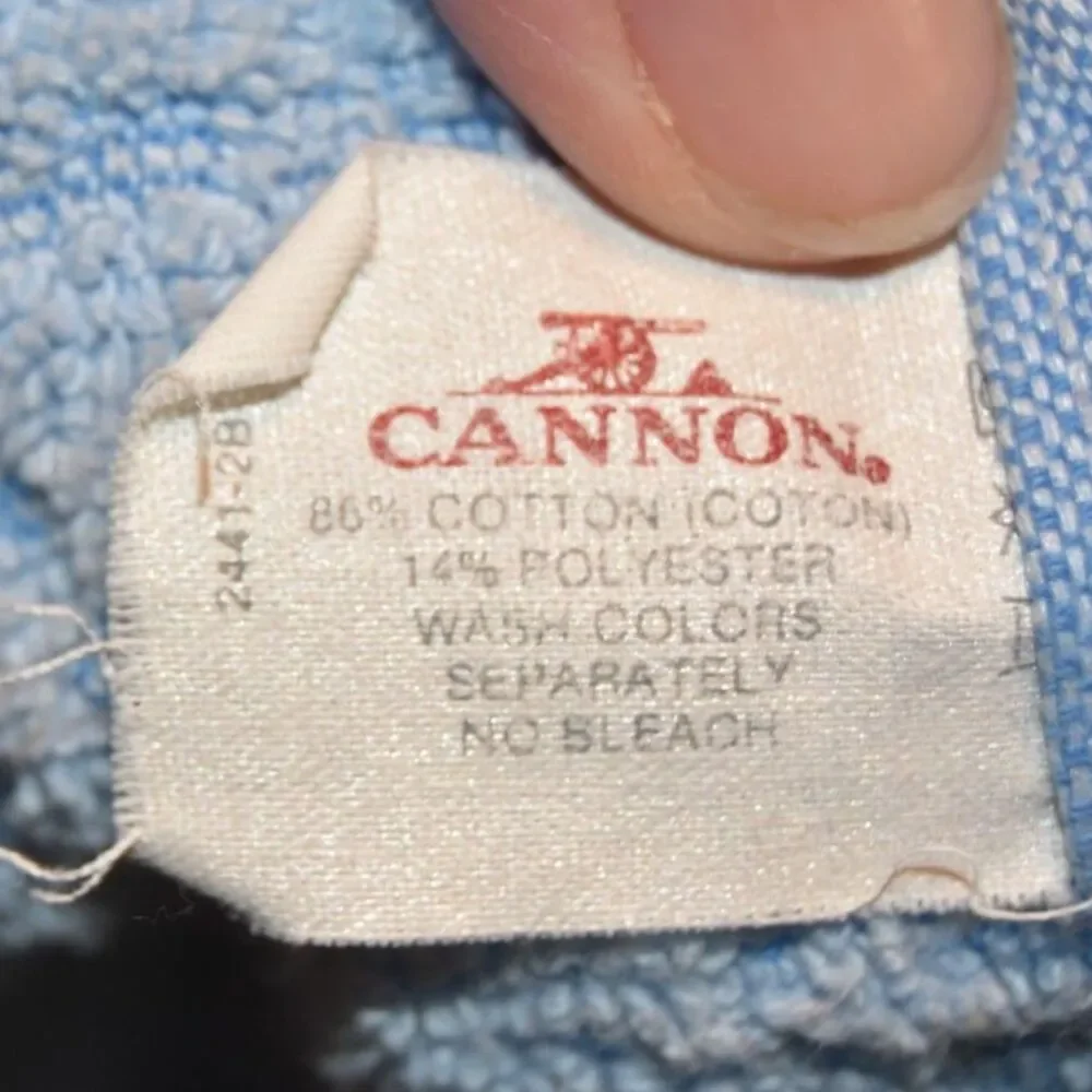 Vintage Cannon Monticello Blue Bath Towel & Hand Towel Set Fringe USA